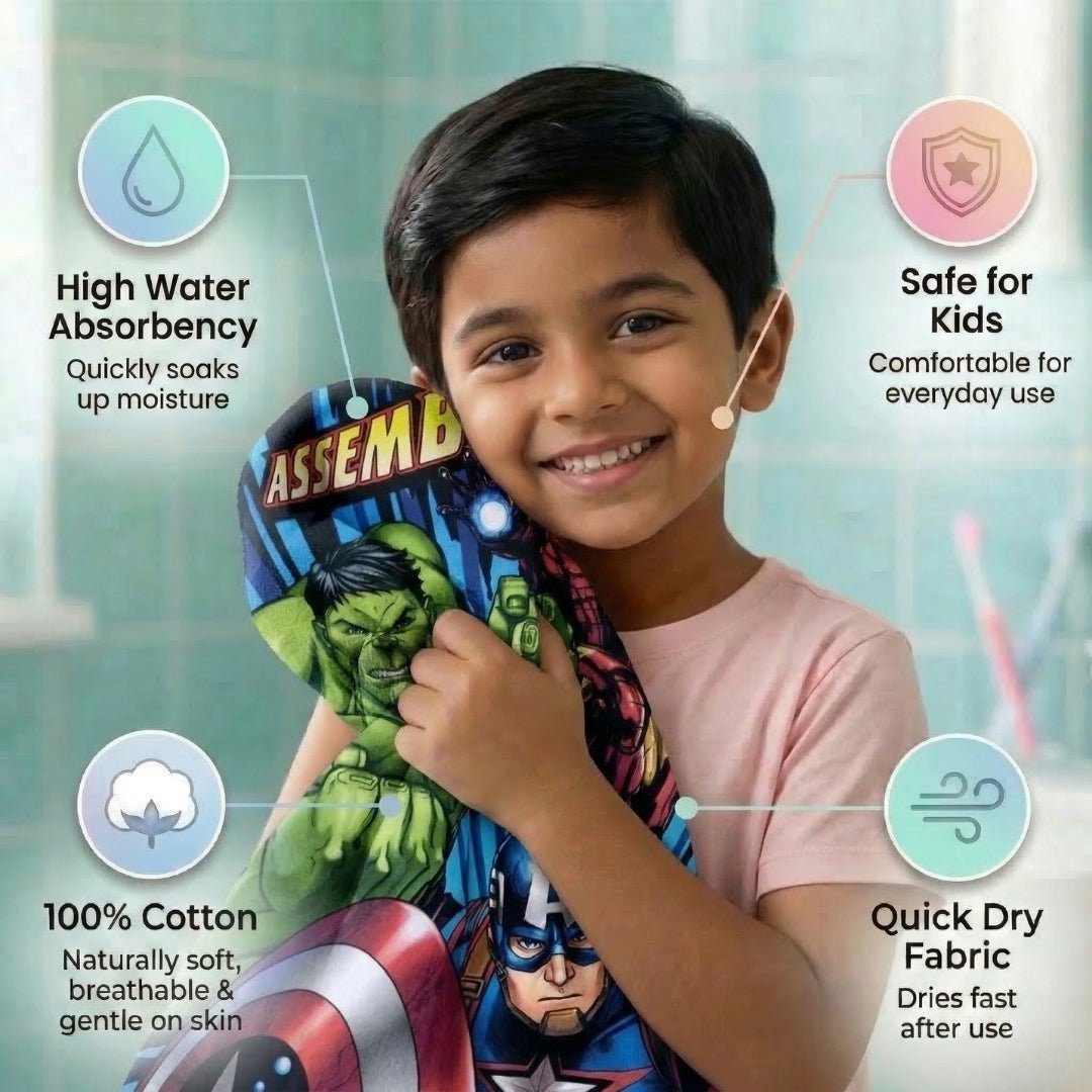 Marvel Avengers "Power Up Assemble!" Kids Cotton Bath Towel by Athom Living - Athom Living