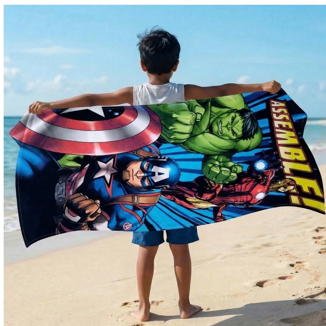 Marvel Avengers "Power Up Assemble!" Kids Cotton Bath Towel by Athom Living - Athom Living