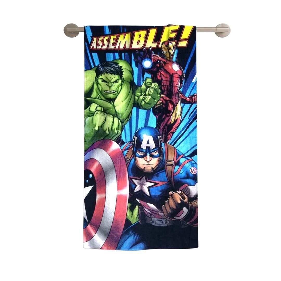 Marvel Avengers "Power Up Assemble!" Kids Cotton Bath Towel by Athom Living - Athom Living