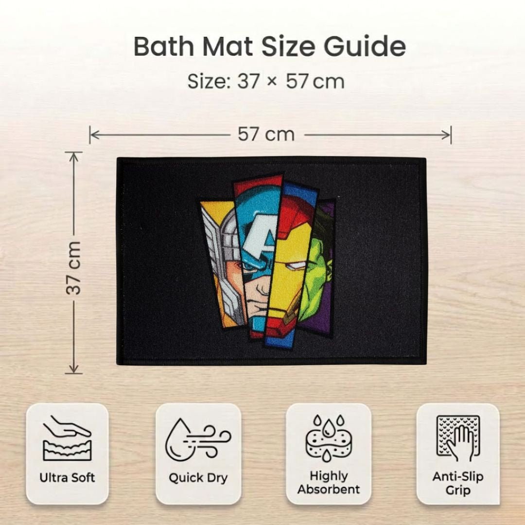 Marvel Avengers "Stronger Together. Always." Anti - Slip Kids Bathmat by Athom Living - Athom Living