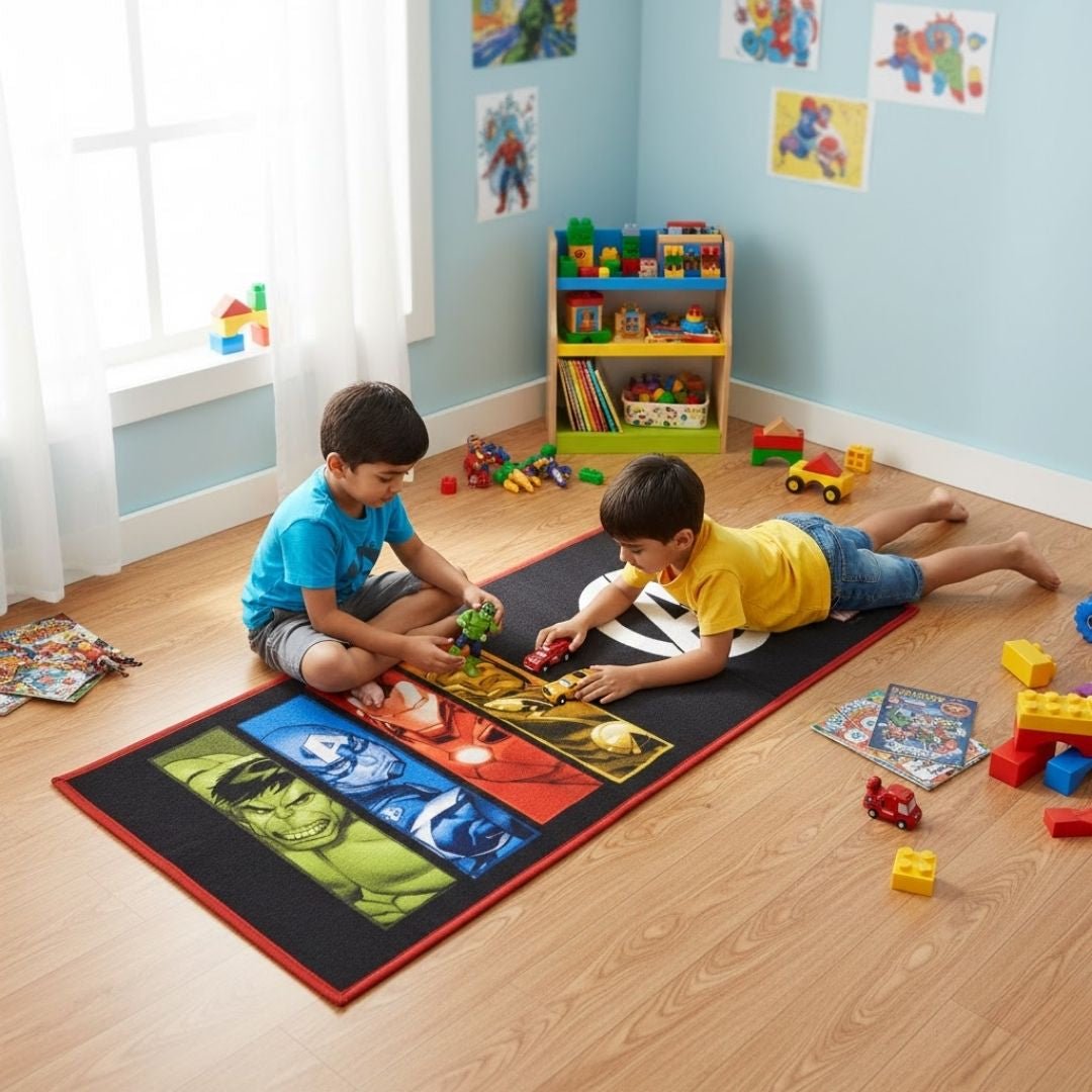 Marvel Avengers Themed Kids Runner Carpet(60x140 cm) by Athom Living - Athom Living
