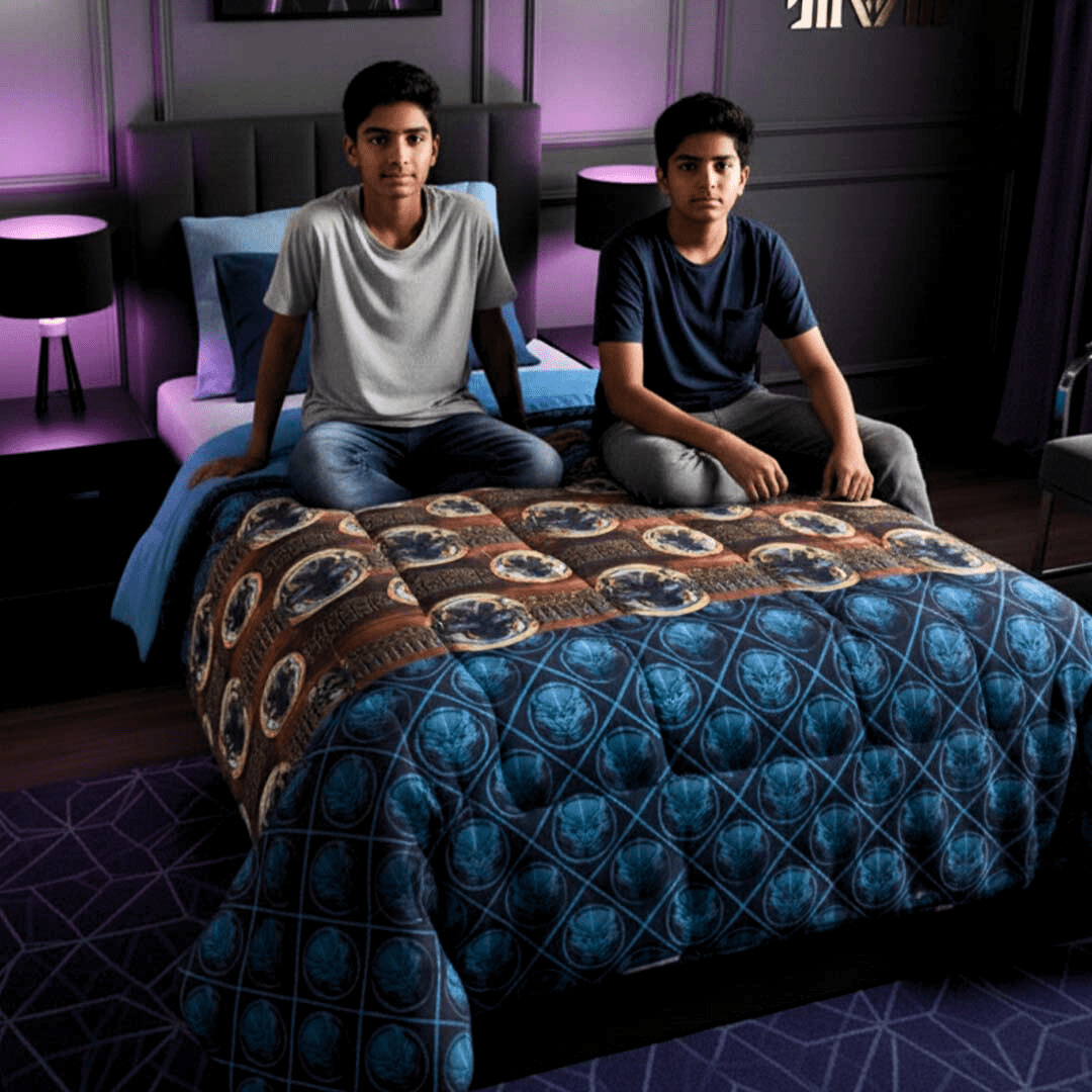 Marvel Black Panther Black Panther - Themed Kids Comforter & Kids Bath Towel Combo Set of 2 by Athom Living - Athom Living