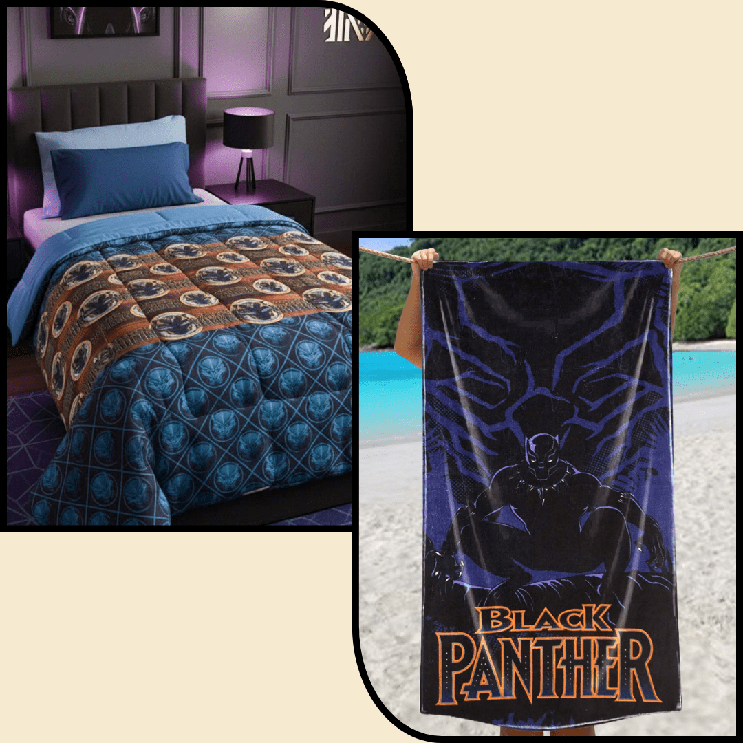 Marvel Black Panther Black Panther - Themed Kids Comforter & Kids Bath Towel Combo Set of 2 by Athom Living - Athom Living