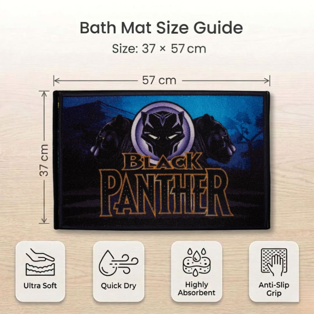 Marvel Black Panther "Strength. Honor. Courage." Anti - Skid Kids Doormat by Athom Living - Athom Living