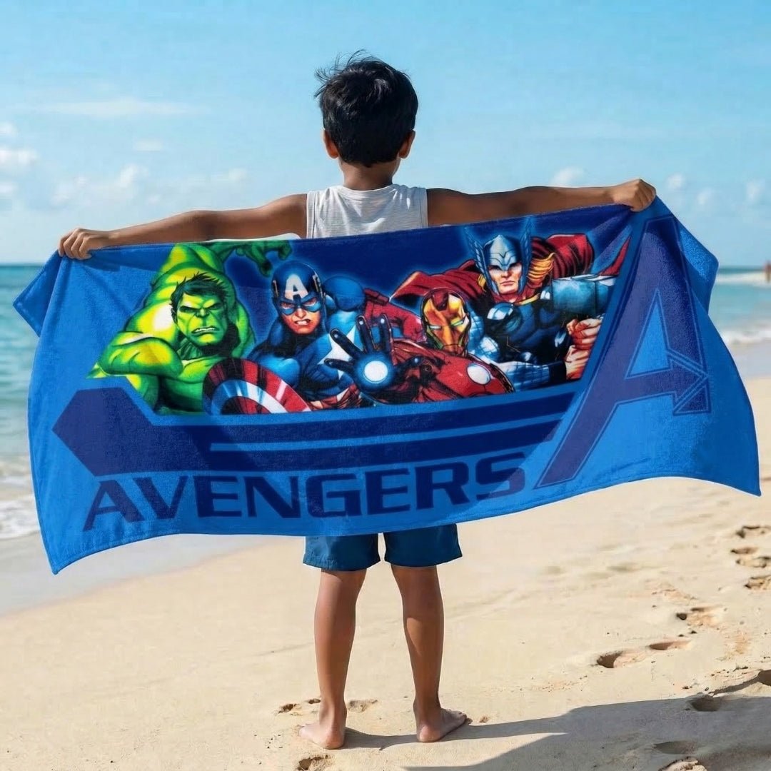 Marvel Blue Avengers Kids Cotton Bath Towel - Soft & Absorbent by Athom Living - Athom Living