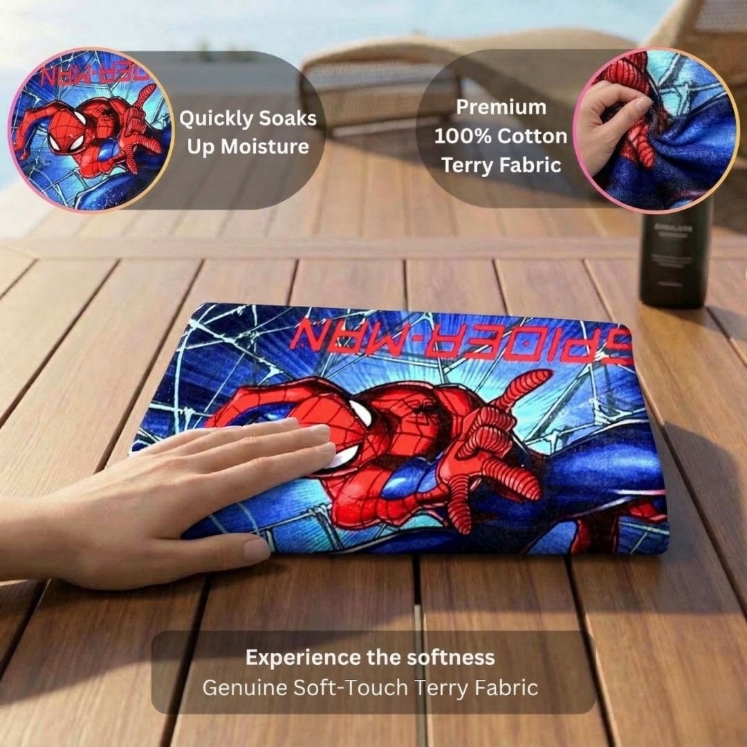 Marvel "Blue Spider-Man & Spidey" Kids Bath Towel Combo-Pack of 2 by Athom Living - Athom Living