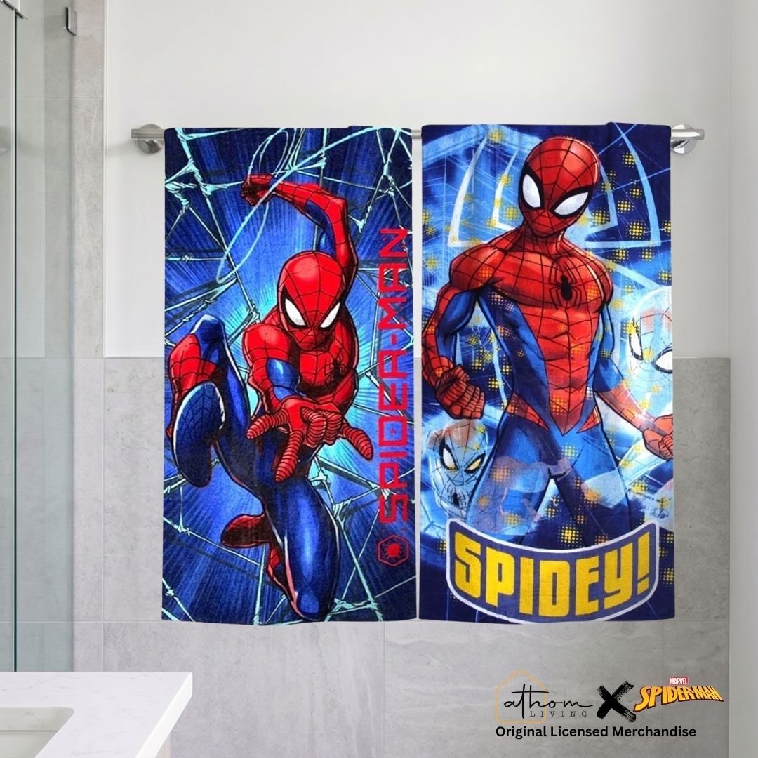 Marvel "Blue Spider-Man & Spidey" Kids Bath Towel Combo-Pack of 2 by Athom Living - Athom Living