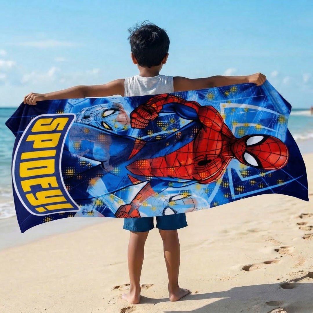 Marvel Blue Spiderman Kids Cotton Bath Towel – Soft & Absorbent by Athom Living - Athom Living
