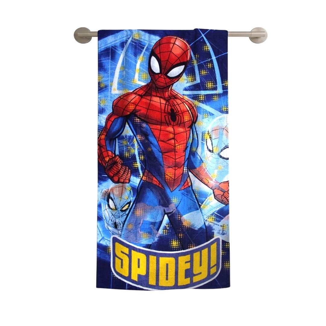 Marvel Blue Spiderman Kids Cotton Bath Towel – Soft & Absorbent by Athom Living - Athom Living