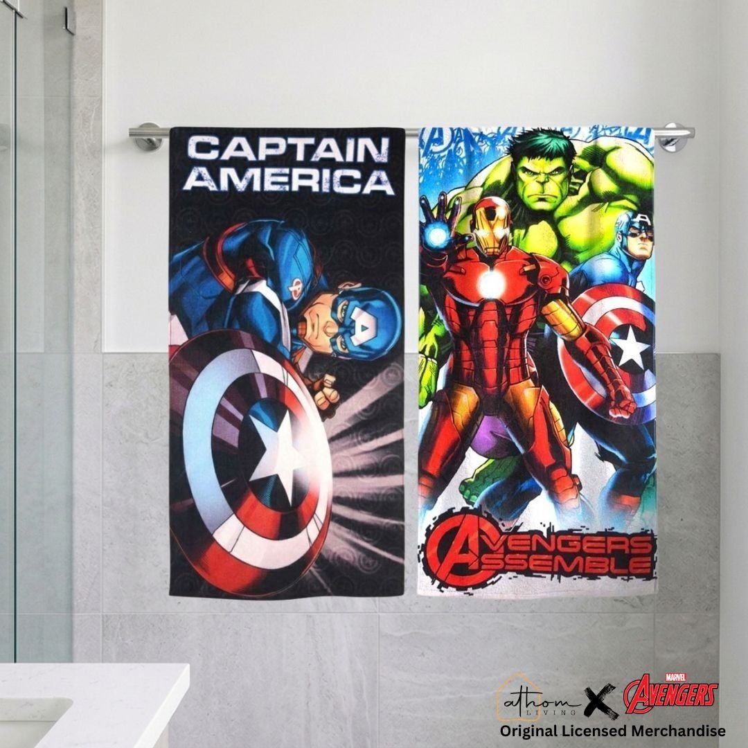 Marvel Captain America & Avengers Kids Bath Towel – Pack of 2 by Athom Living - Athom Living