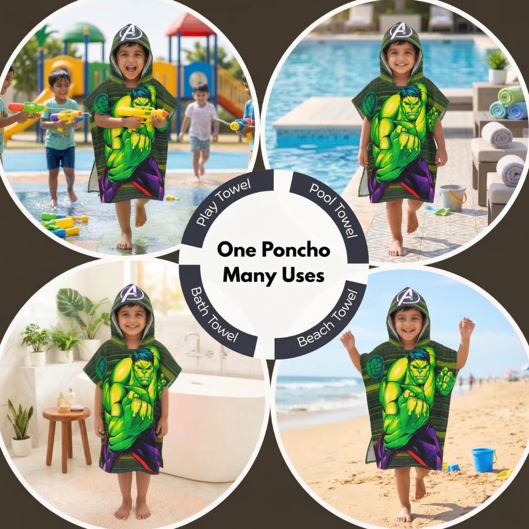Marvel Captain America & Hulk Hooded Poncho Kids Towel Combo Pack of 2 by Athom Living - Athom Living