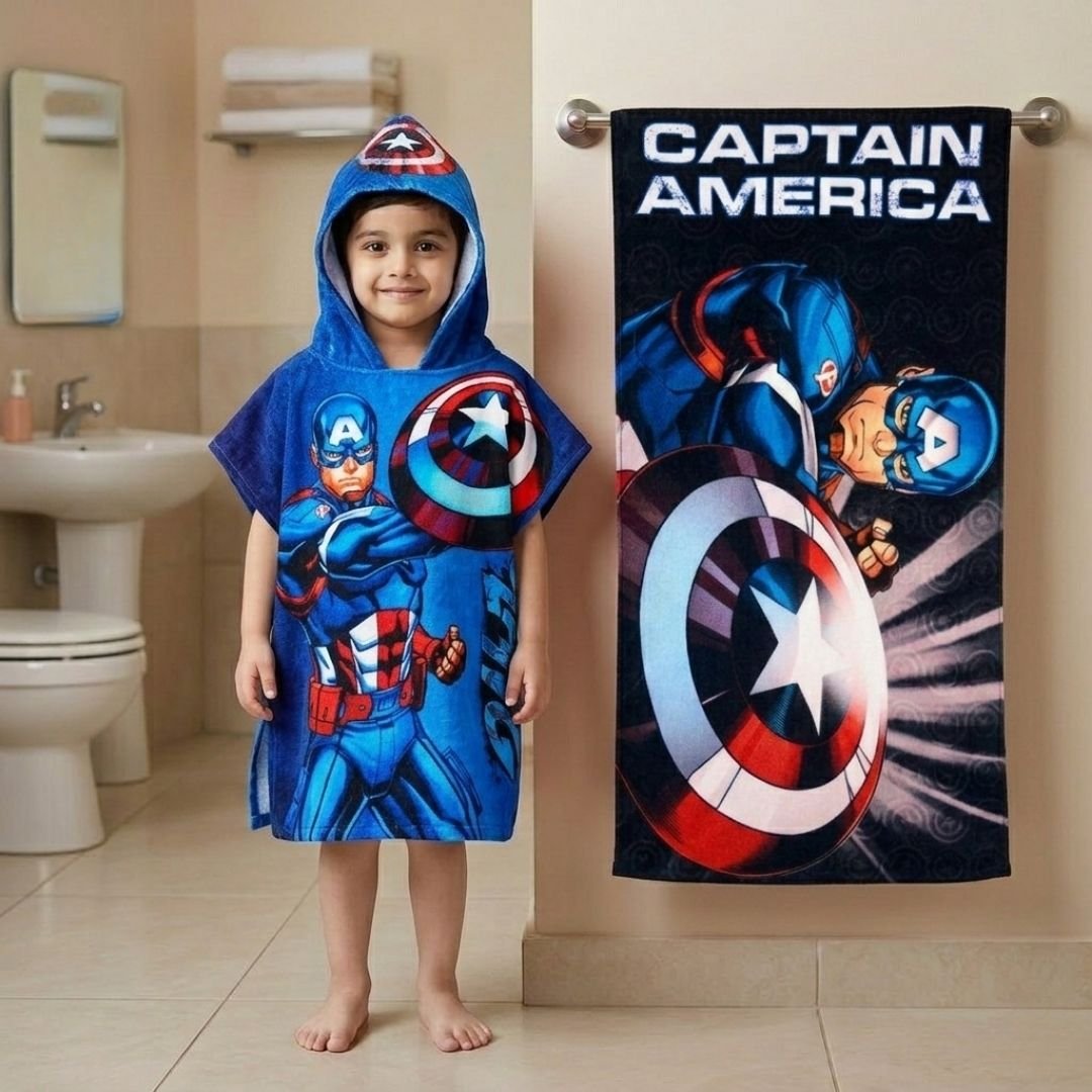 Marvel 'Captain America' Kids Hooded and Bath Towel Combo by Athom Living - Athom Living