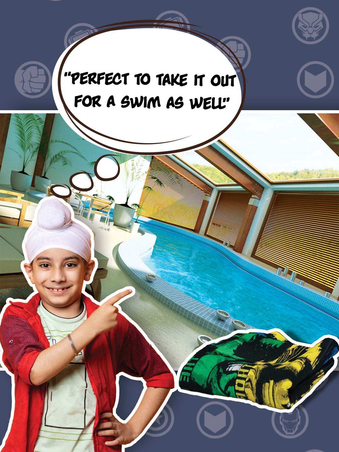 Marvel Captain America, The Hulk & Thor Kids Cotton Bath Towel by Athom Living - Athom Living