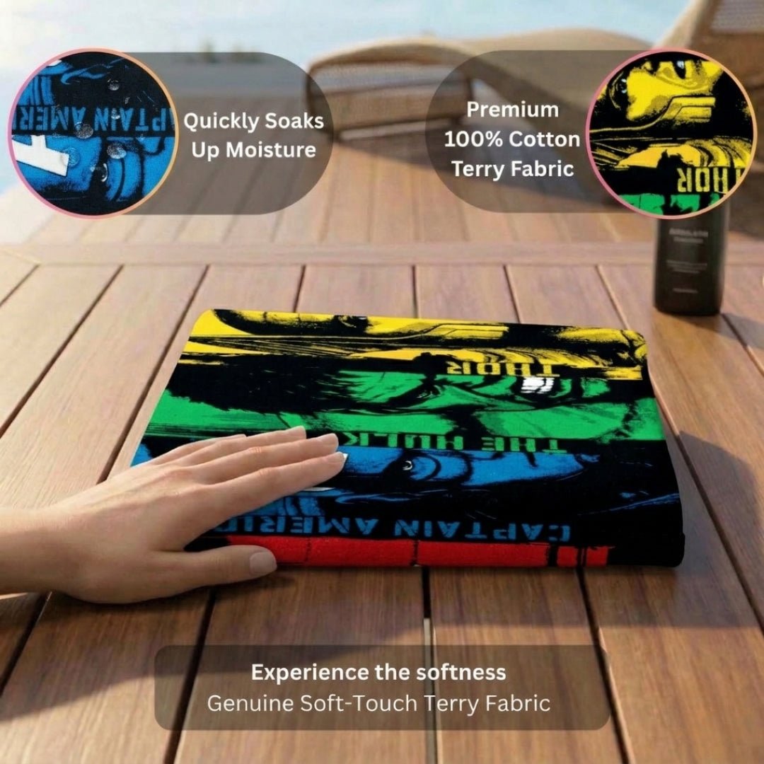 Marvel Captain America, The Hulk & Thor Kids Cotton Bath Towel by Athom Living - Athom Living