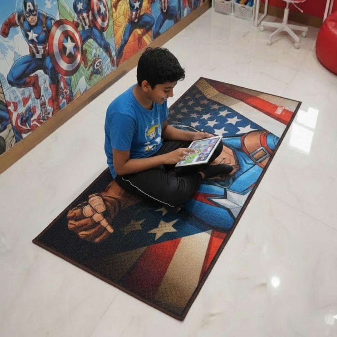 Marvel Captain America - Themed Kids Runner Carpet(60x140 cm) by Athom Living - Athom Living