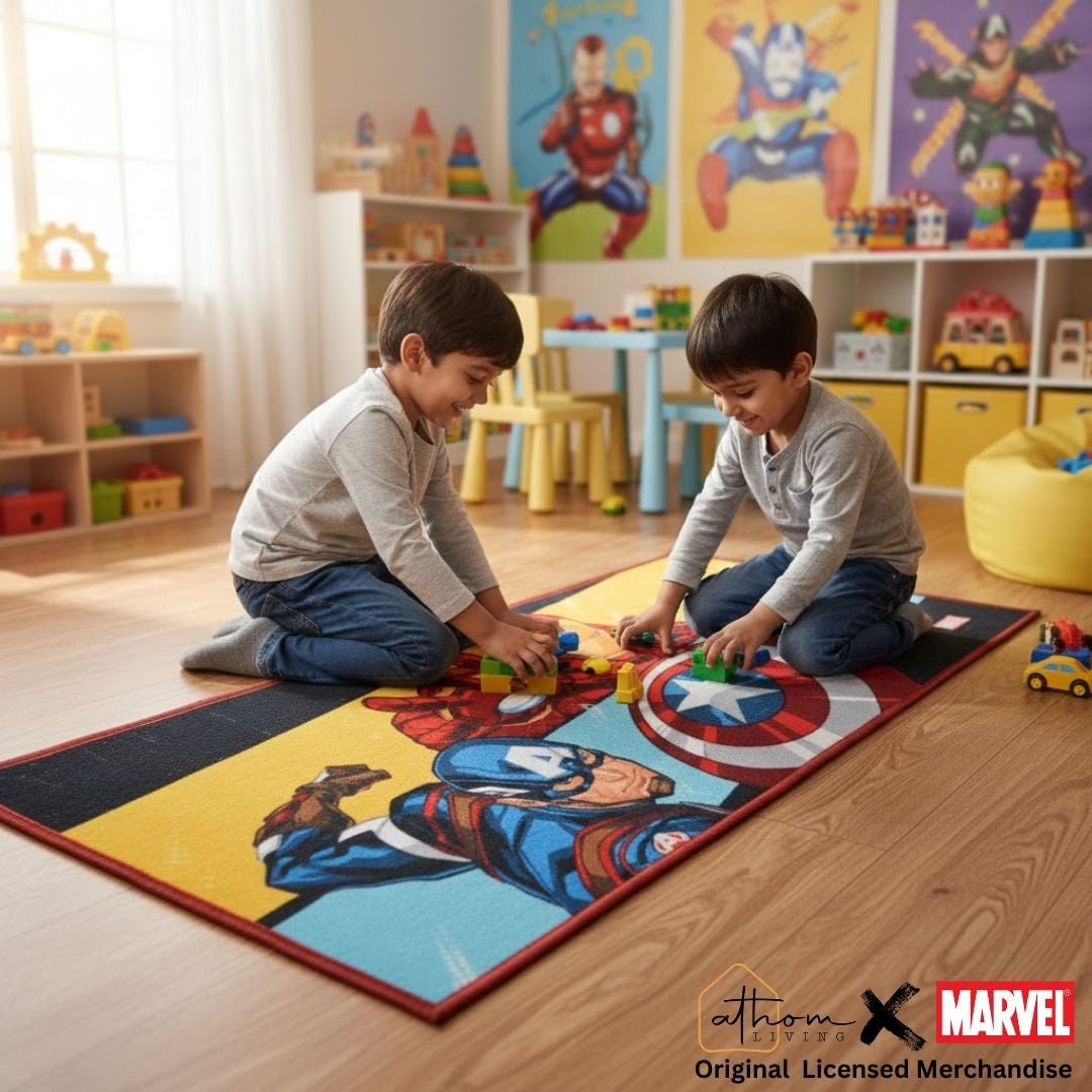 Marvel Captain America Themed Kids Runner Carpet(60x140 cm) by Athom Living - Athom Living