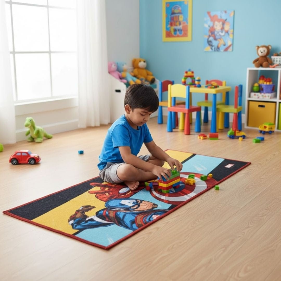 Marvel Captain America Themed Kids Runner Carpet(60x140 cm) by Athom Living - Athom Living