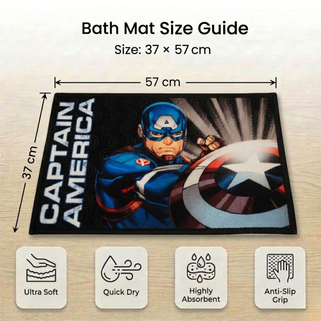 Marvel Captain America "Where Duty Meets Destiny" Anti - Slip Kids Bathmat by Athom Living - Athom Living
