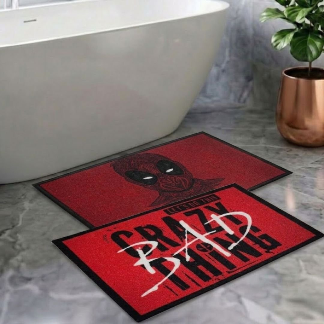 Marvel Deadpool & Crazy Bad Thing Kids Bathmat Combo - Pack of 2 by Athom Living - Athom Living
