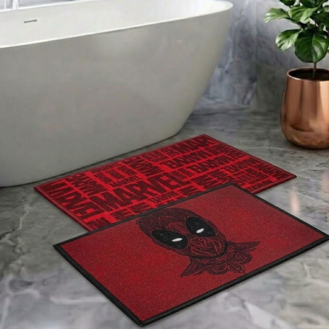 Marvel Deadpool & Marvel Red Kids Bathmat Combo - Pack of 2 by Athom Living - Athom Living