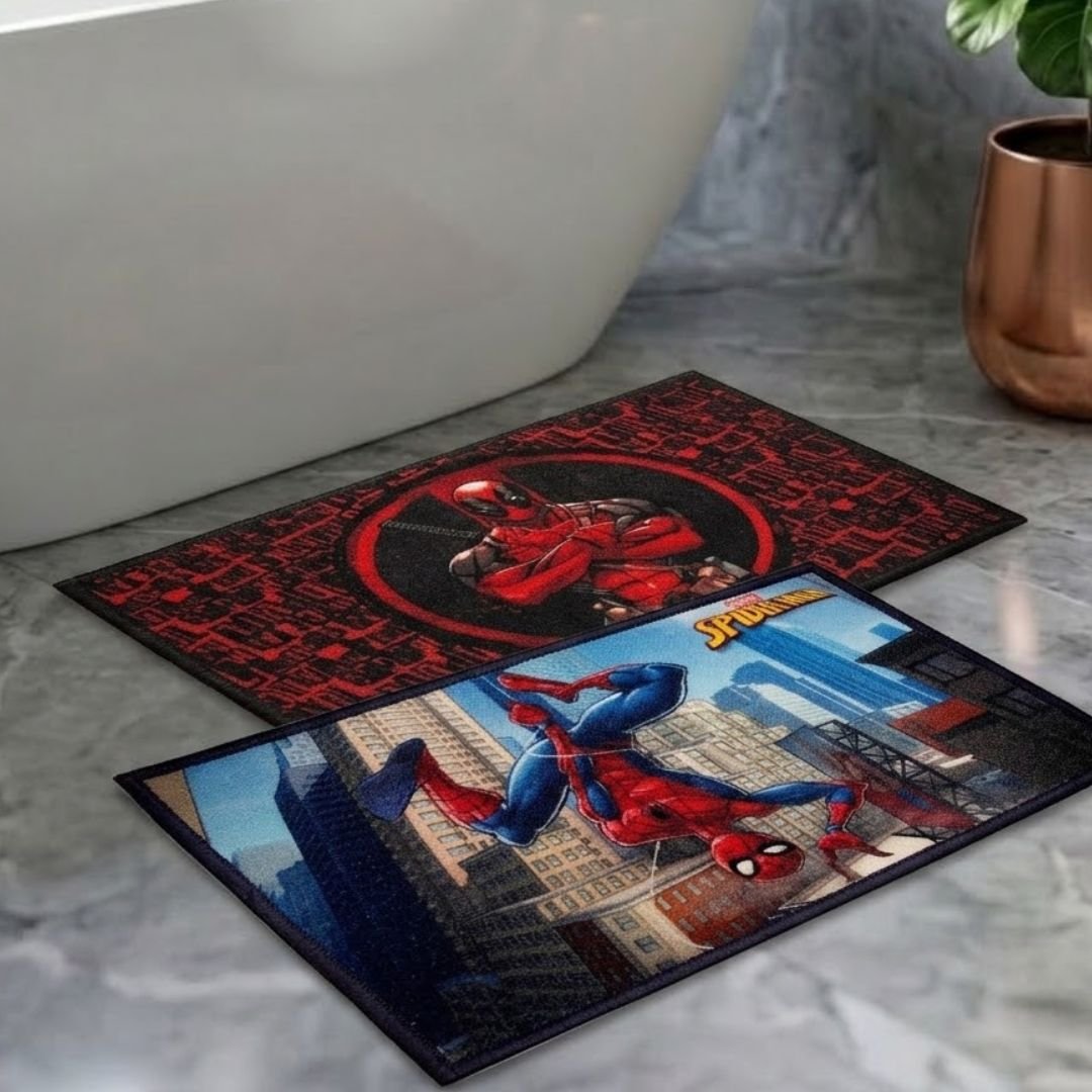 Marvel Deadpool & Spiderman Kids Bathmat Combo - Pack of 2 by Athom Living - Athom Living