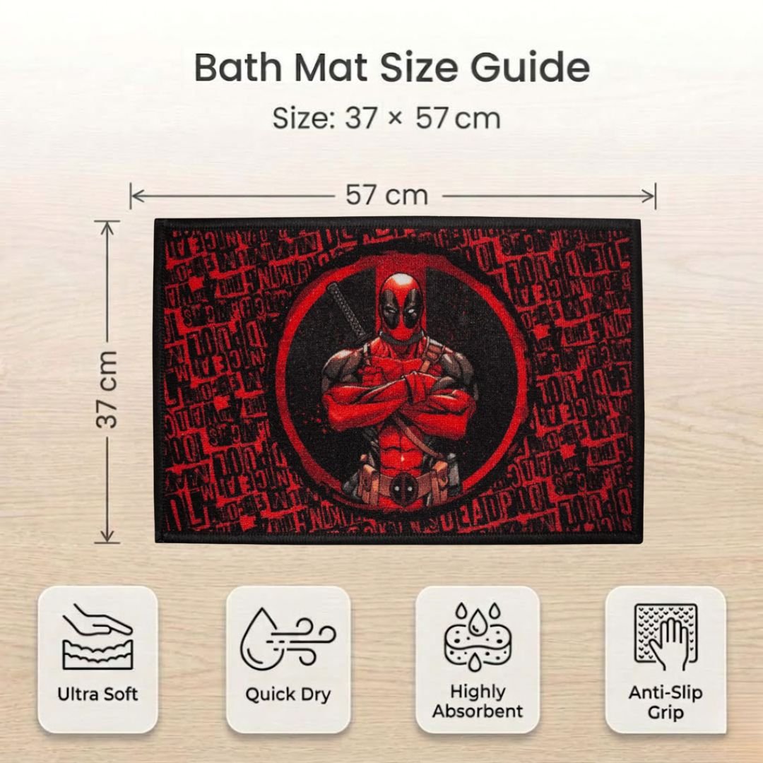 Marvel Deadpool "The hero we need" Anti - Slip Kids Bathmat by Athom Living - Athom Living