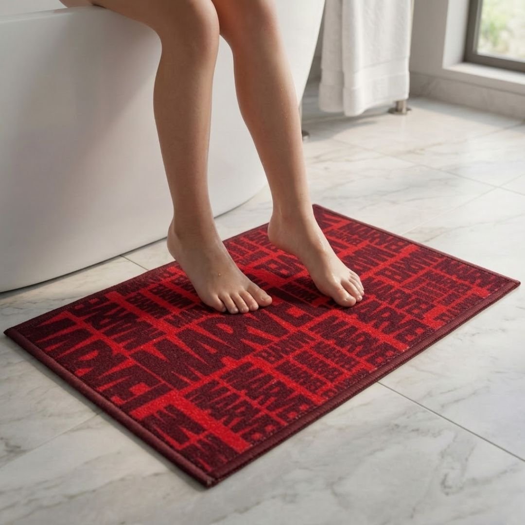 Marvel “Fearless. Fierce. Red.” Anti - Slip Kids Bathmat by Athom Living - Athom Living