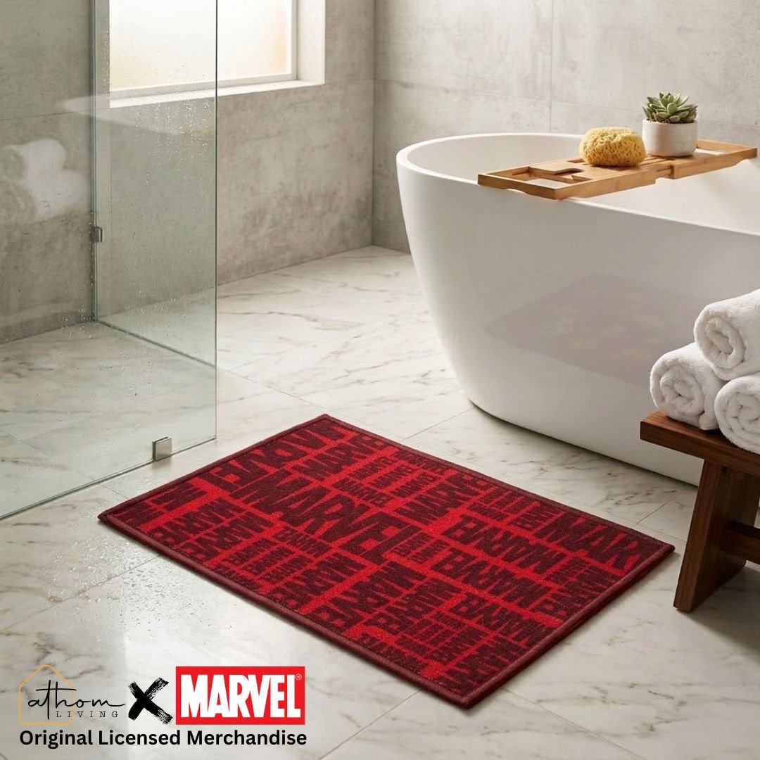 Marvel “Fearless. Fierce. Red.” Anti - Slip Kids Bathmat by Athom Living - Athom Living