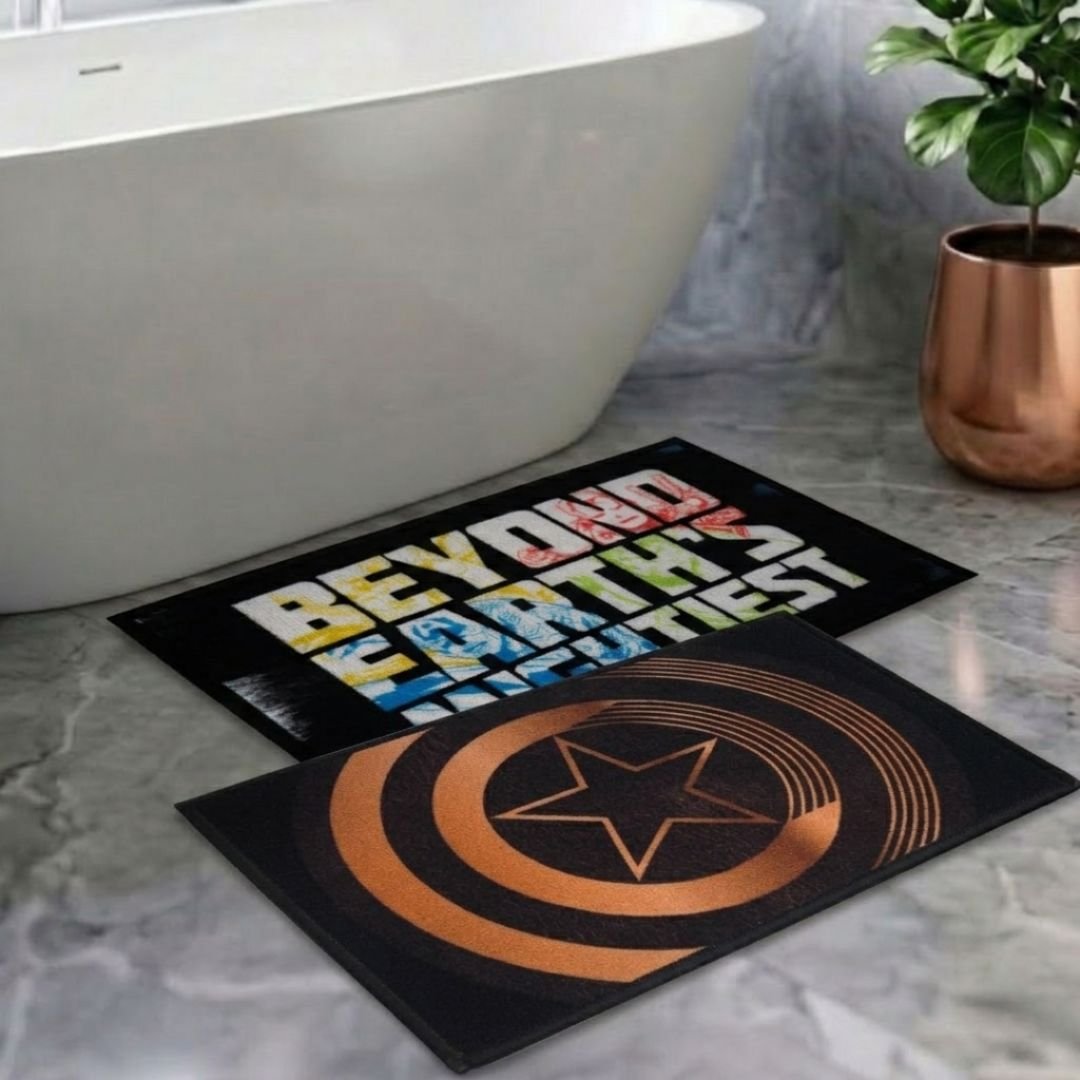 Marvel Golden Star & Beyond Earth's Mightiest Kids Bathmat Combo - Pack of 2 by Athom Living - Athom Living