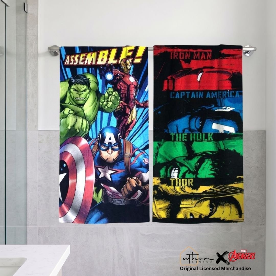 Marvel Heroes "Avengers Assemble!" Kids Bath Towel Combo - Pack of 2 by Athom Living - Athom Living