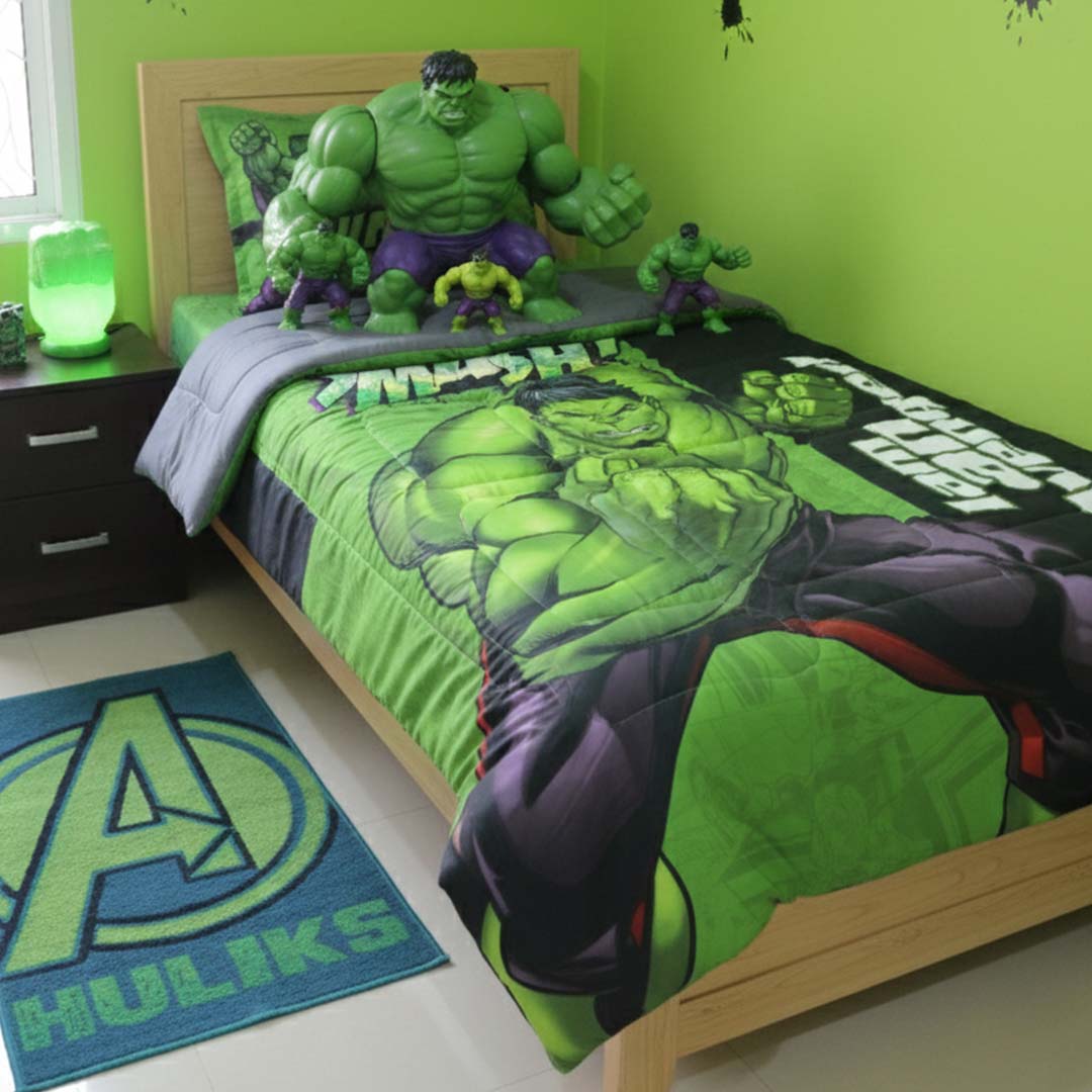 Marvel Hulk Kids Comforter – Mighty Green Cozy Sleep – Single – by Athom Living - Athom Living