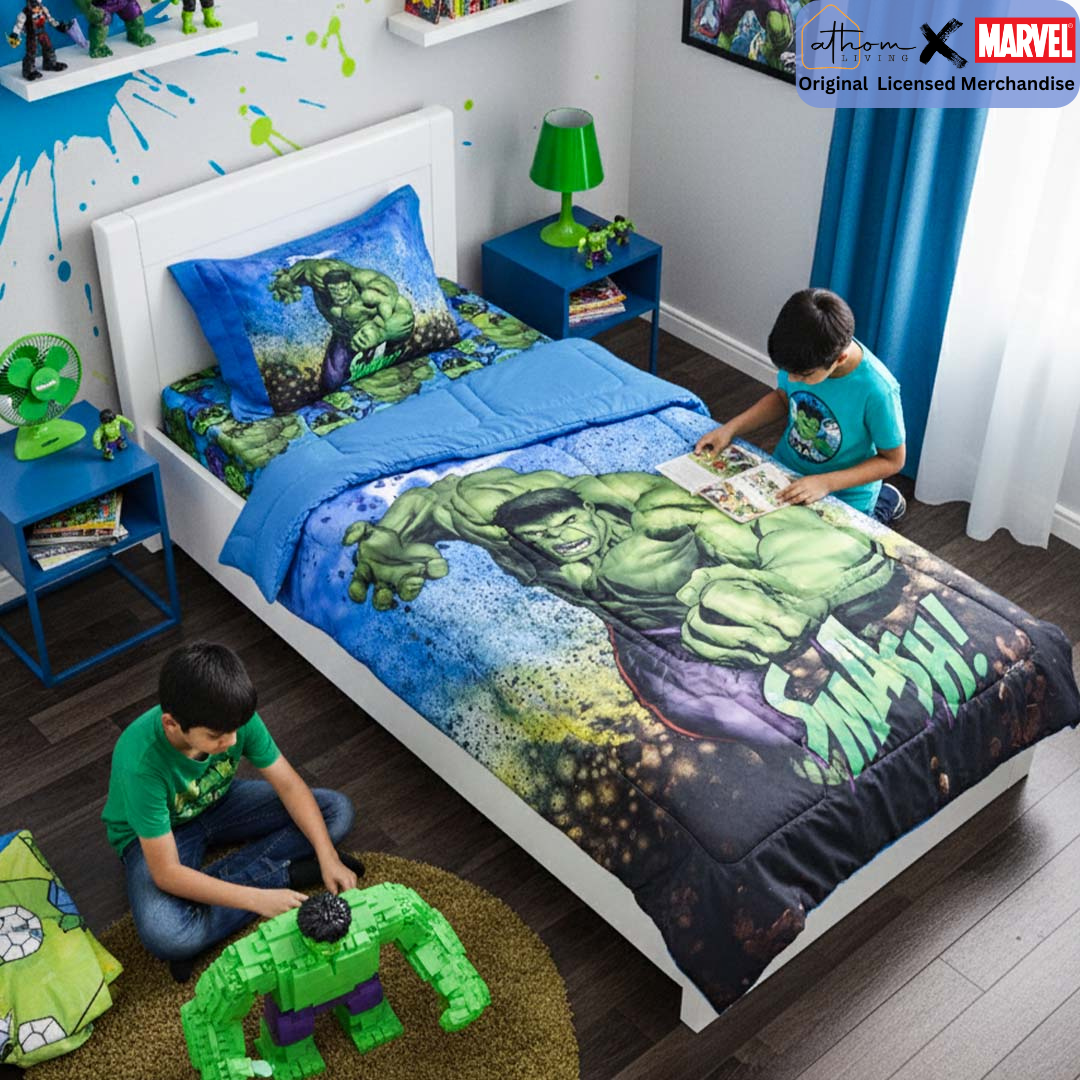 Marvel Hulk Kids Comforter – Smash into Cozy Dreams – Single – by Athom Living - Athom Living