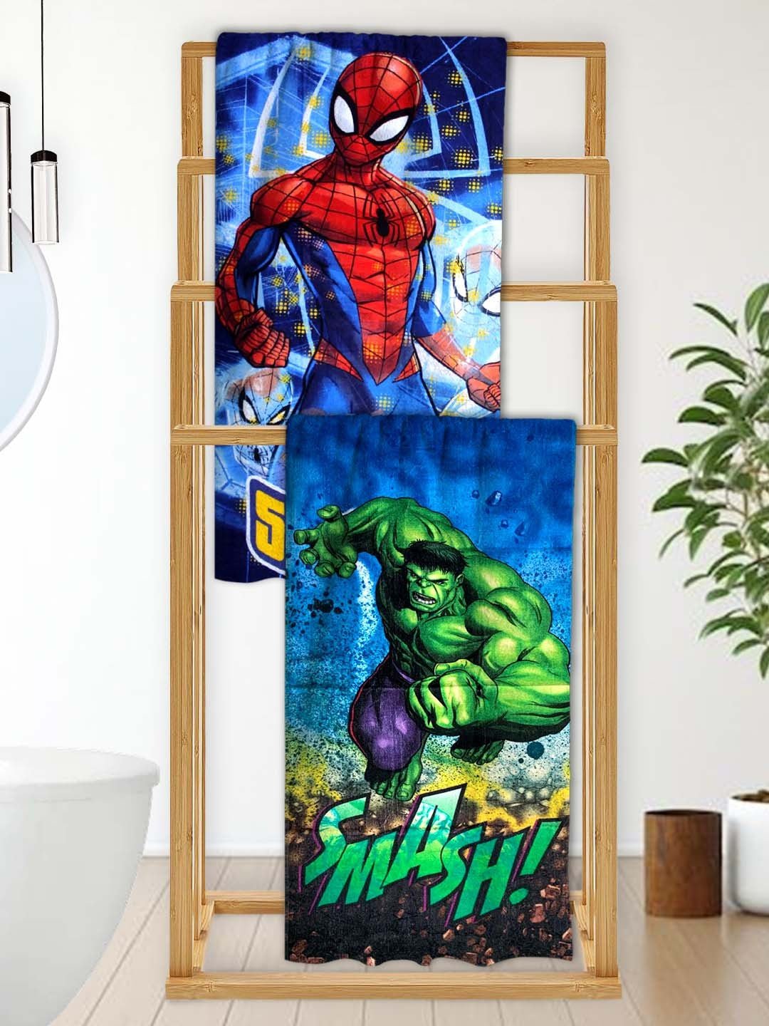 Marvel Hulk & Spiderman Kids Bath Towel Pack of 2 by Athom Living - Athom Living