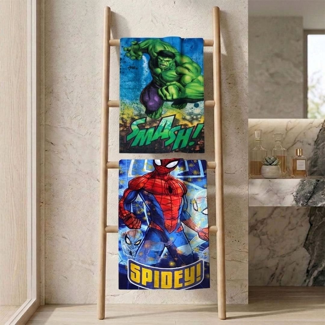 Marvel Hulk & Spiderman Kids Bath Towel Pack of 2 by Athom Living - Athom Living