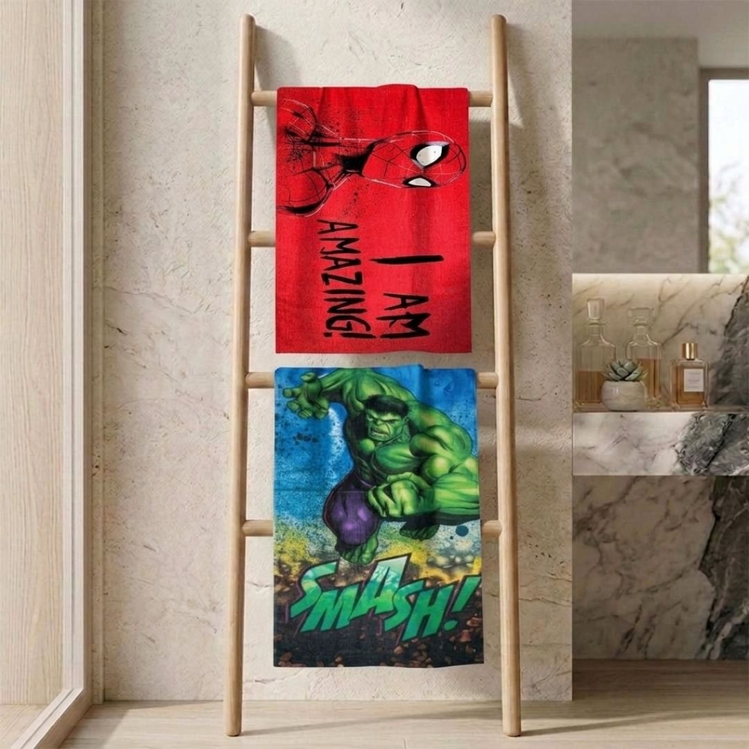 Marvel I Am Amazing Spiderman & The Hulk Kids Bath Towel Pack of 2 by Athom Living - Athom Living