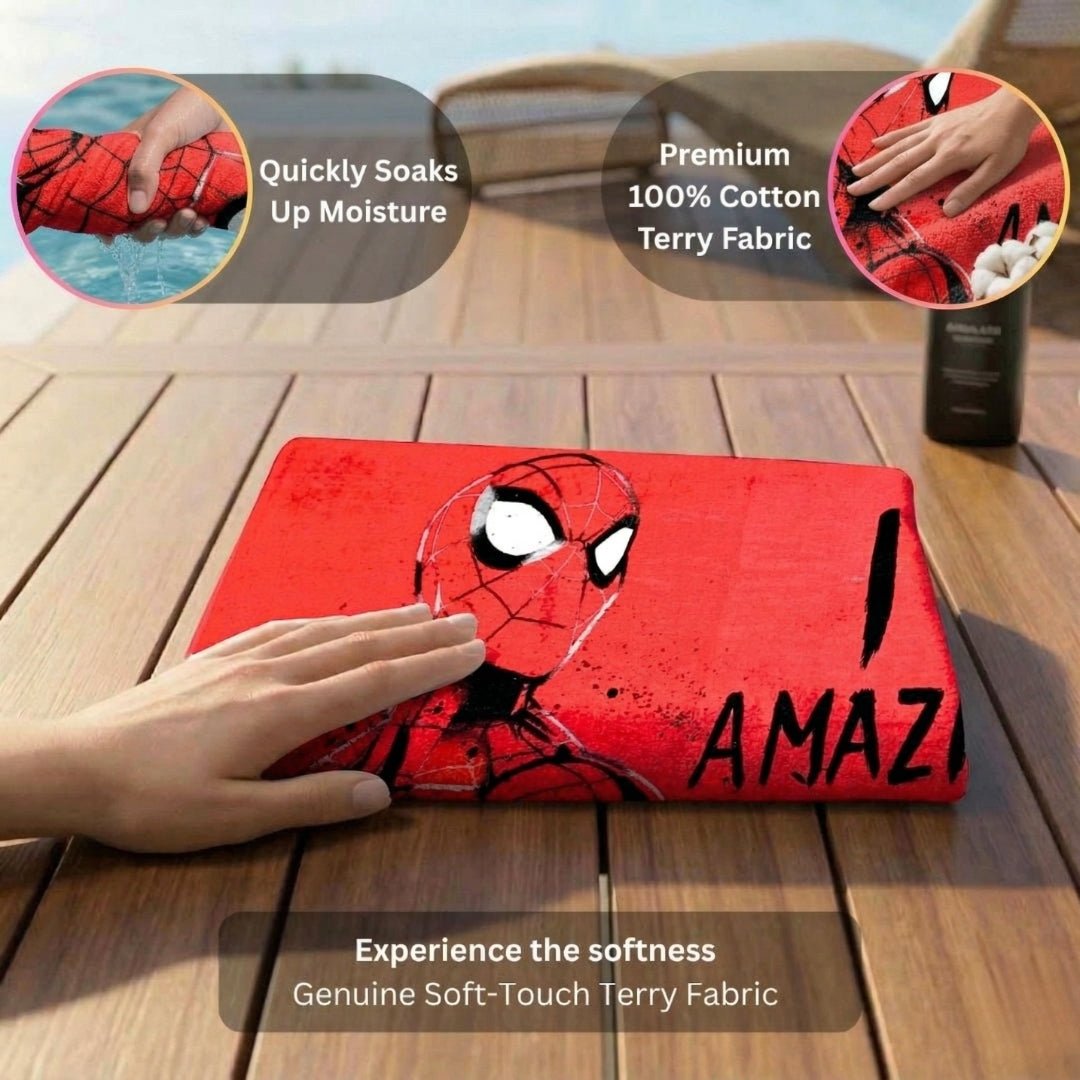 Marvel I Am Amazing Spiderman & The Hulk Kids Bath Towel Pack of 2 by Athom Living - Athom Living