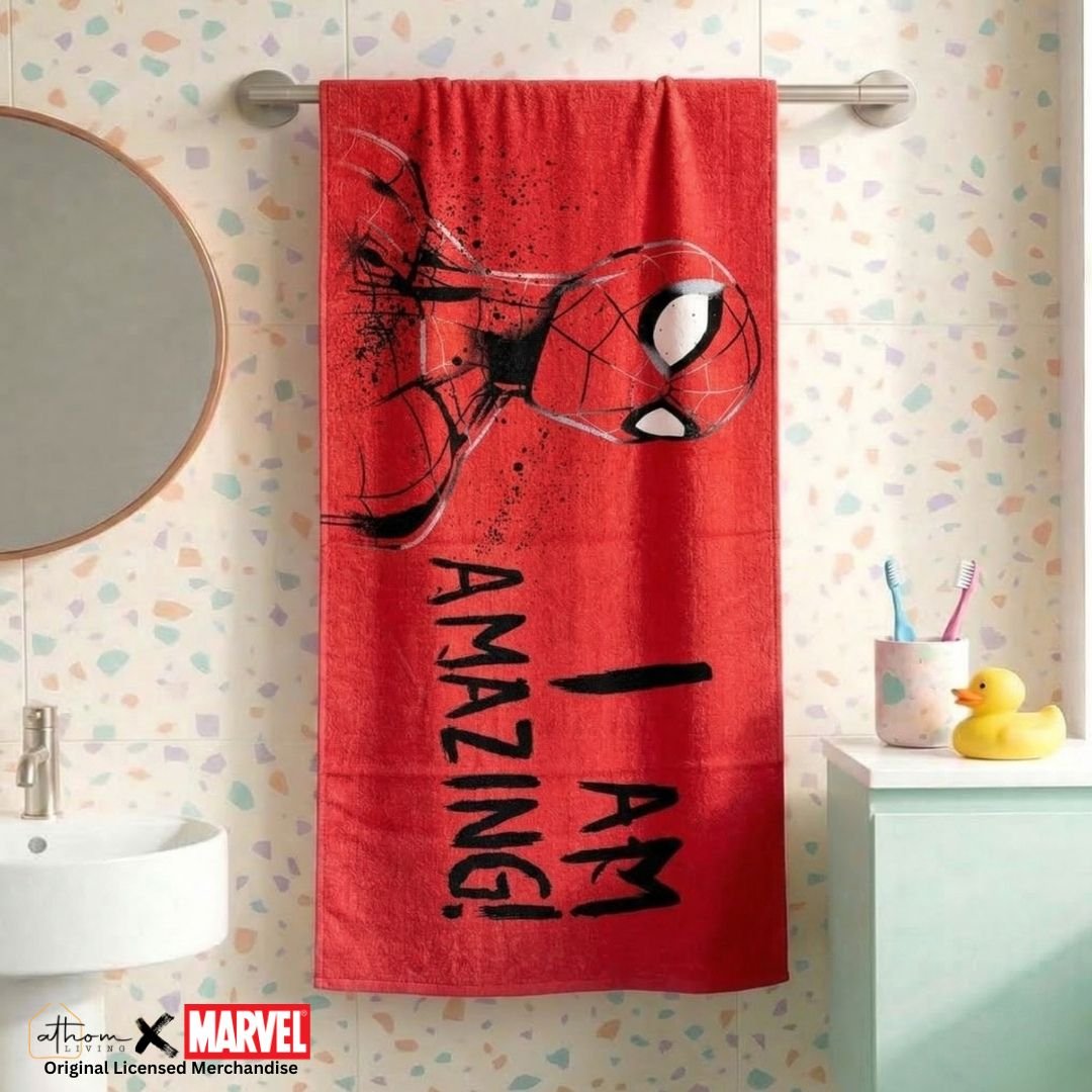 Marvel I'm Amazing Red Spiderman Kids Cotton Bath Towel by Athom Living - Athom Living