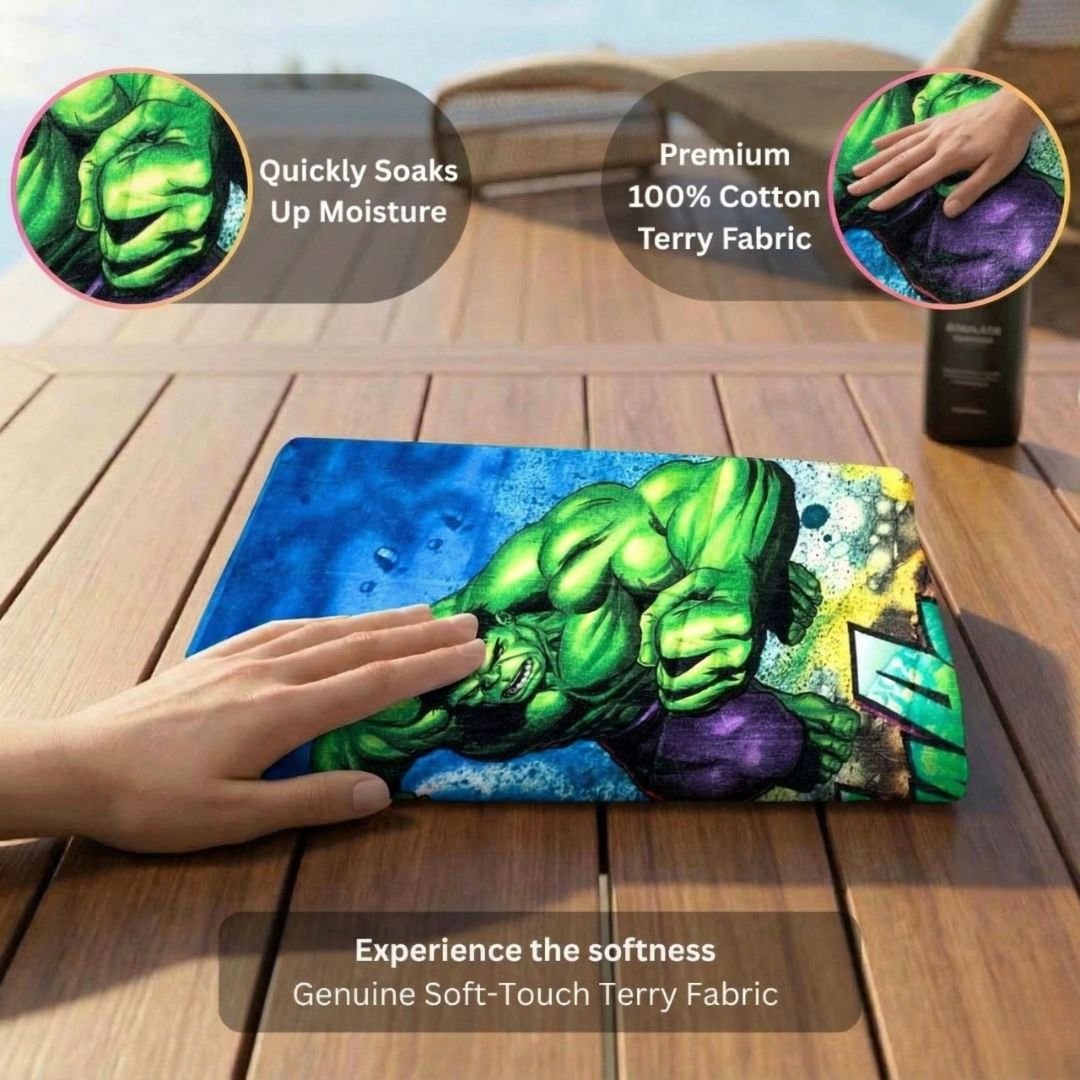 Marvel Kids Bath Towel – Hulk & Spiderman Fun & Soft Towels pack of 2 by Athom Living - Athom Living