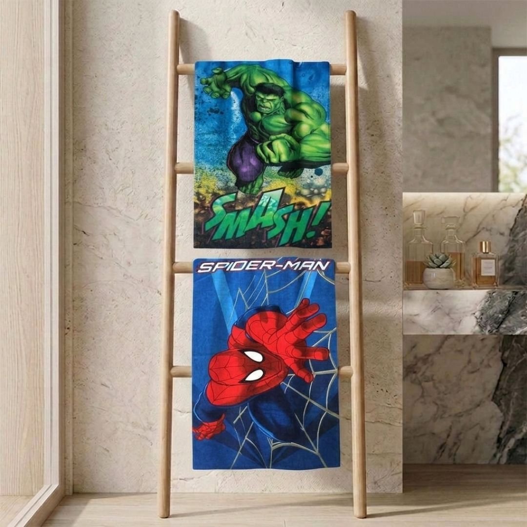 Marvel Kids Bath Towel – Hulk & Spiderman Fun & Soft Towels pack of 2 by Athom Living - Athom Living