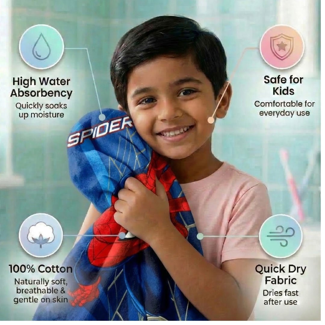 Marvel Kids Bath Towel – Hulk & Spiderman Fun & Soft Towels pack of 2 by Athom Living - Athom Living