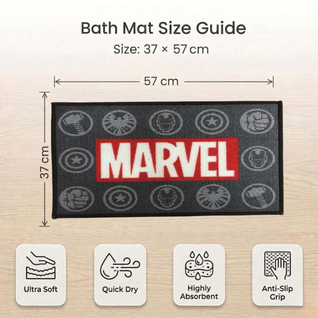 Marvel Printed Black Kids Bath Mat by Athom Living - Athom Living