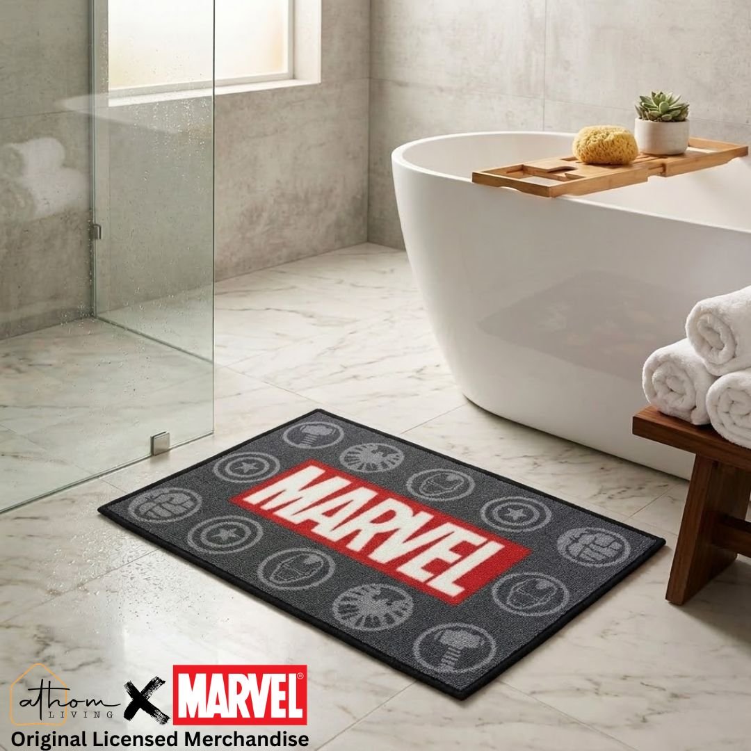 Marvel Printed Black Kids Bath Mat by Athom Living - Athom Living