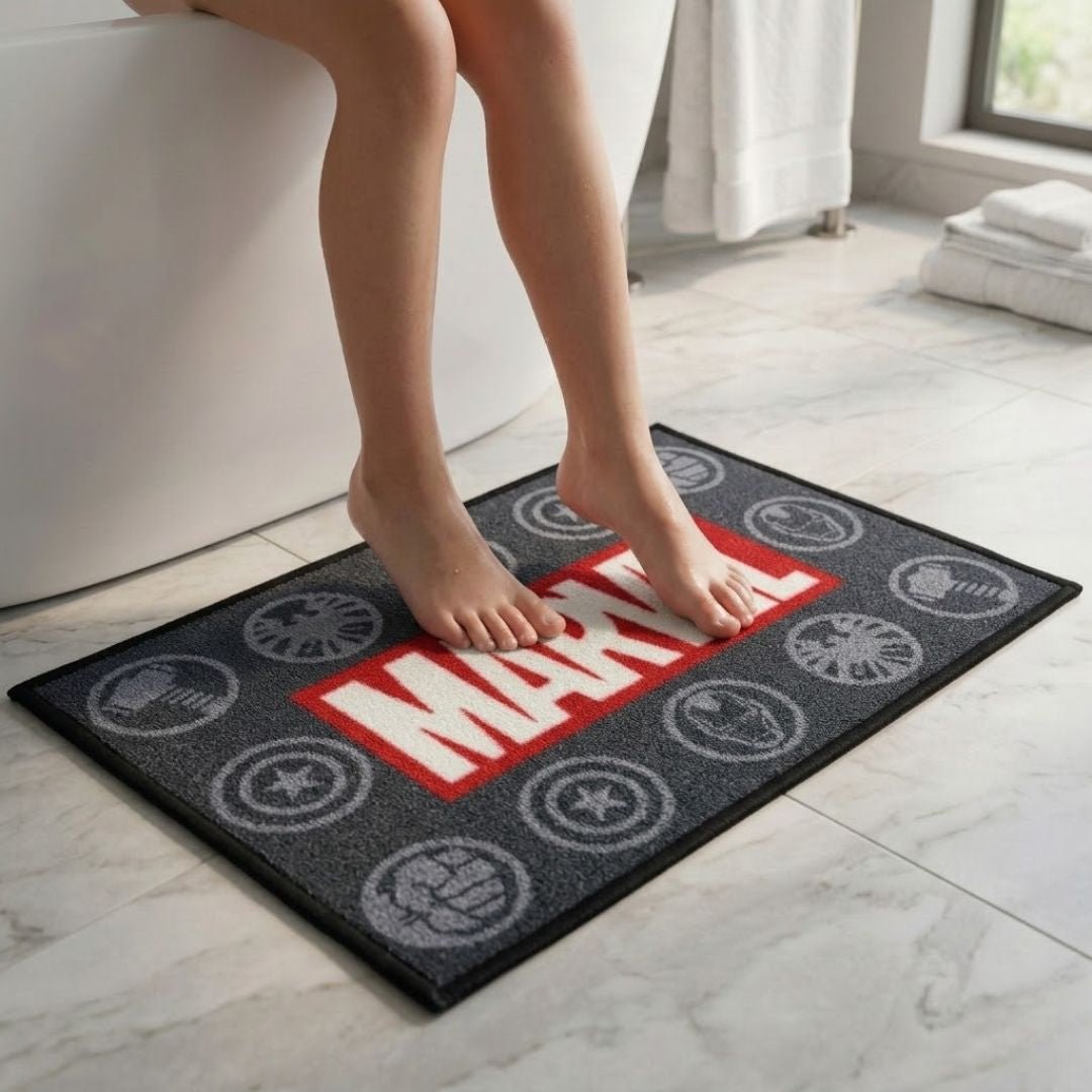 Marvel Printed Black Kids Bath Mat by Athom Living - Athom Living