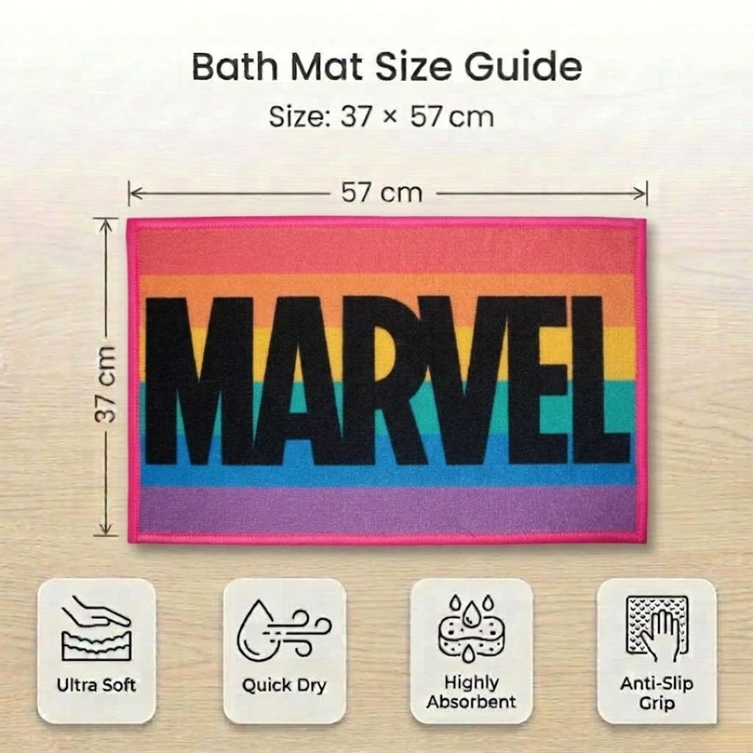 Marvel "Rainbow Colour" Anti - Skid Kids Bathmat by Athom living - Athom Living