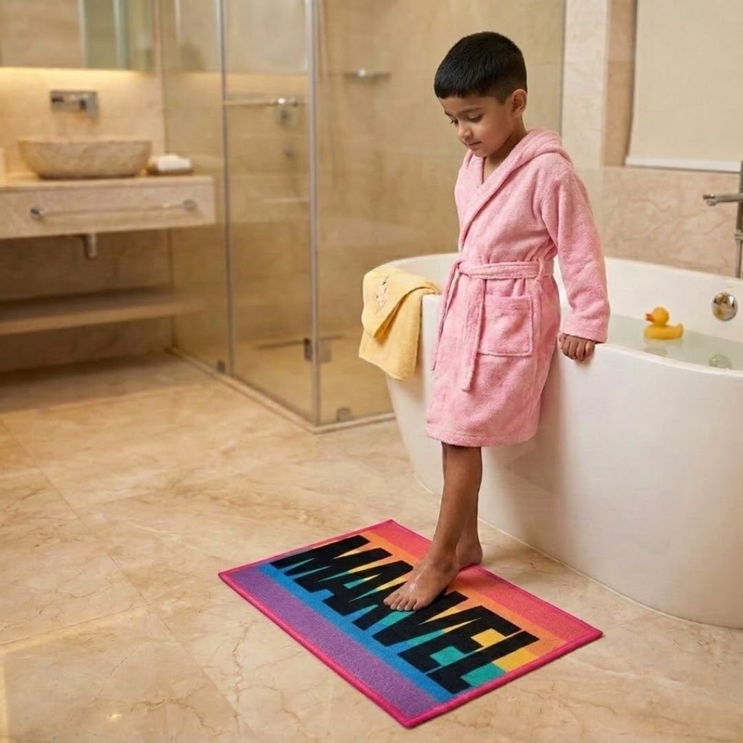 Marvel Rainbow Colour & Avengers Character Kids Bathmat Combo - Pack of 2 by Athom Living - Athom Living