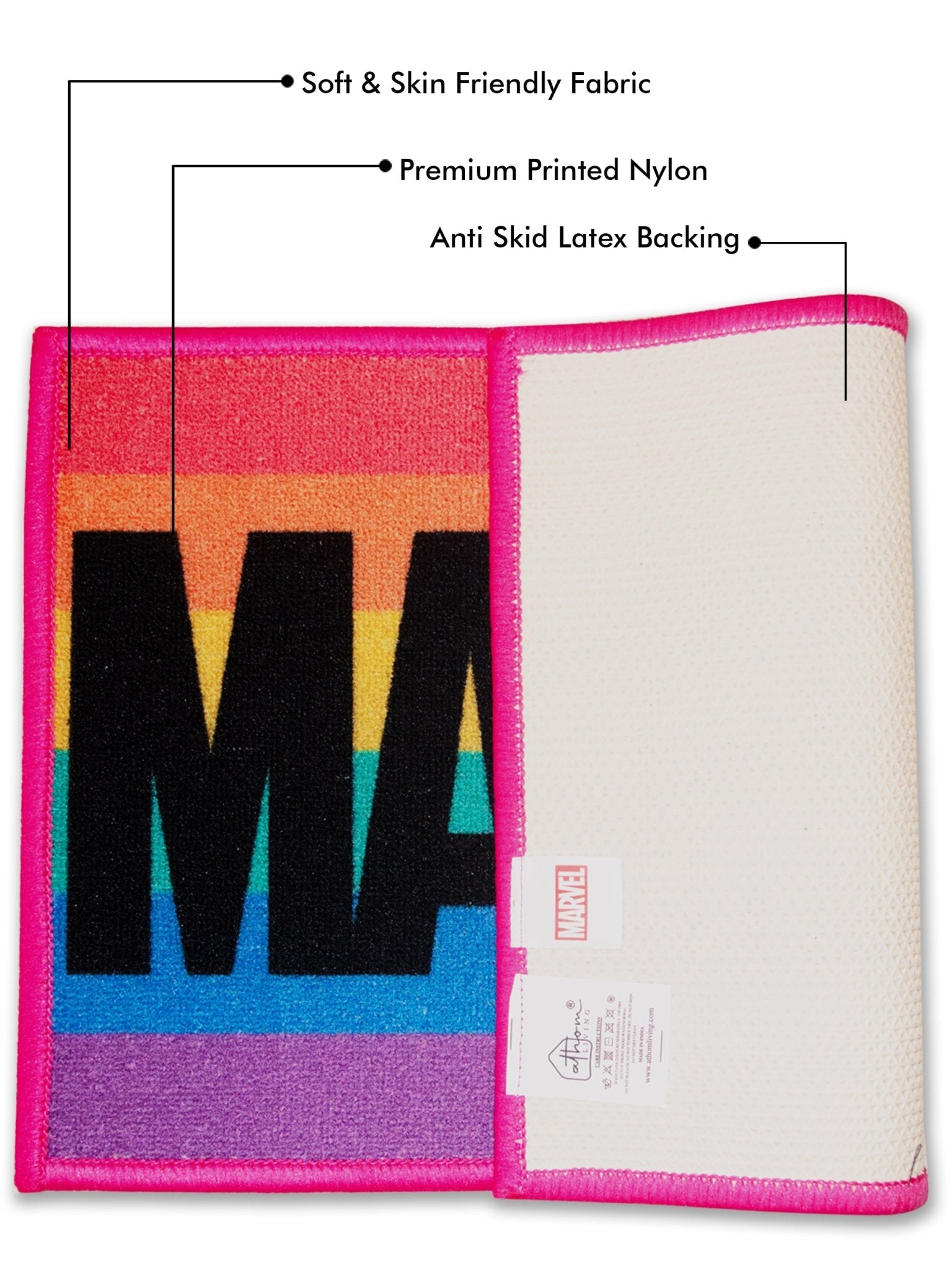 Marvel Rainbow Colour & Avengers Character Kids Bathmat Combo - Pack of 2 by Athom Living - Athom Living