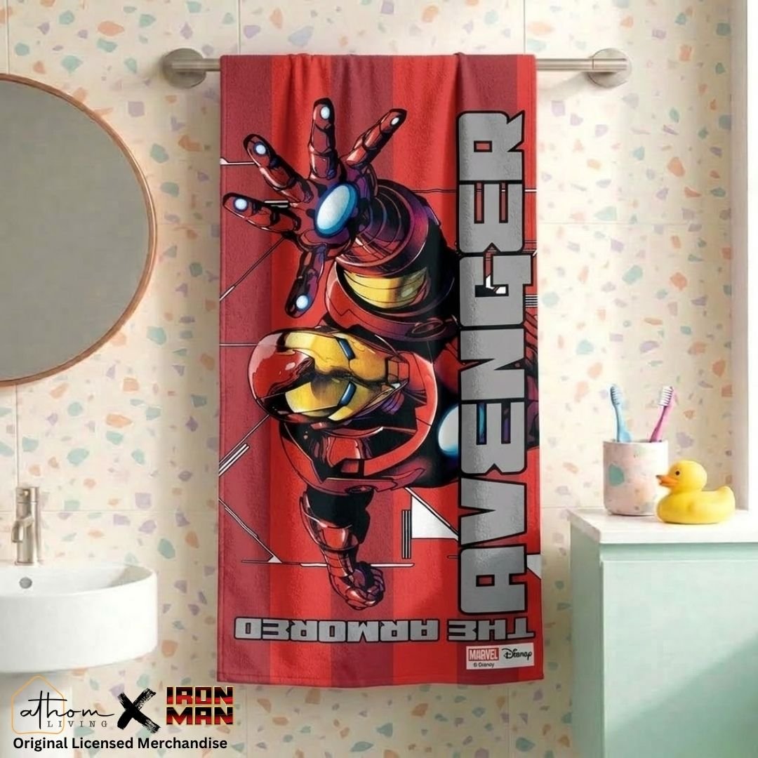 Marvel Red Avengers Kids Cotton Bath Towel – Soft & Durable by Athom Living - Athom Living