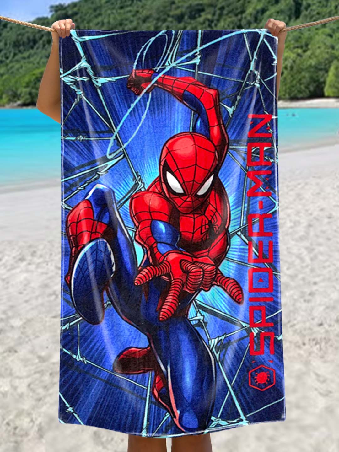 Marvel Red & Blue Spiderman Kids Cotton Bath Towel by Athom Living - Athom Living
