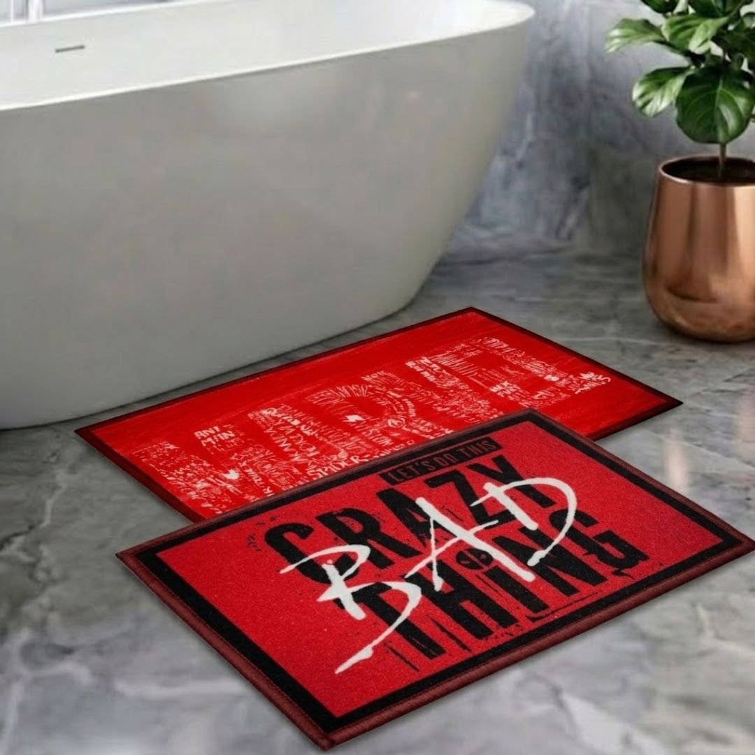 Marvel Red & Crazy Bad Thing Kids Bathmat Combo - Pack of 2 by Athom Living - Athom Living