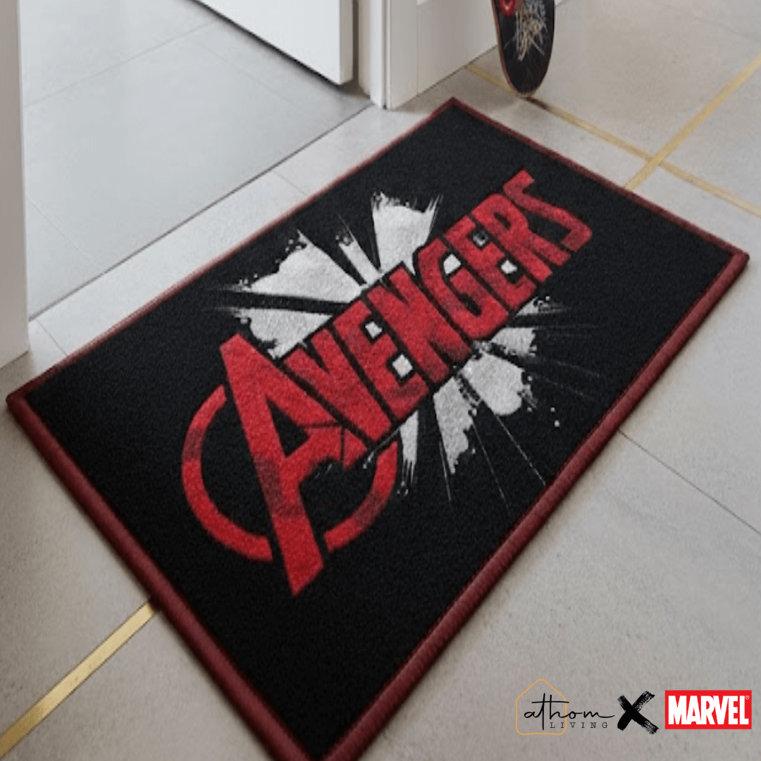 Marvel Red "Heroic Energy in Red" Anti - Slip Kids Bathmat by Athom Living - Athom Living